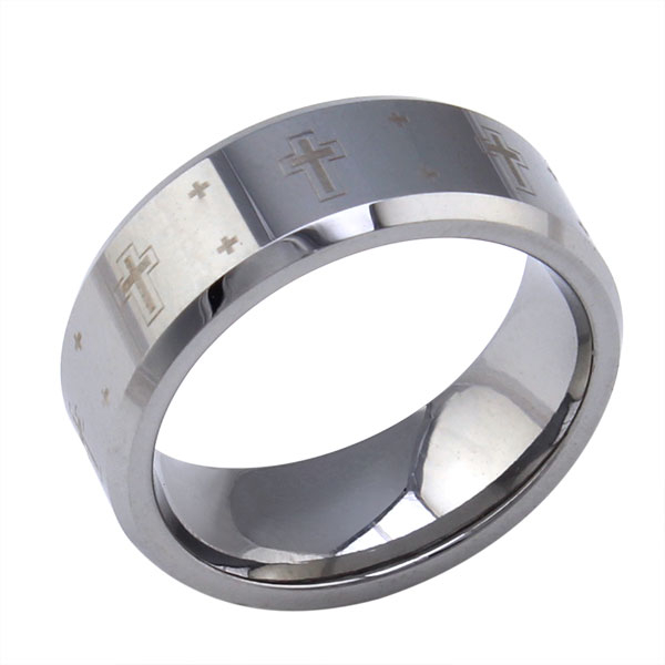 Simple Flat Beveled DIY LOGO Tungsten Carbide Rings